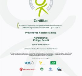 präventives Faszientraining Zertifikat Präventionskurs Philipp Schult Physiotherapeut Bergedorf Nettelnburg Wentorf